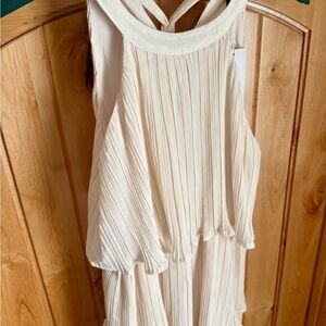 Elegant Cream Pleated Dress